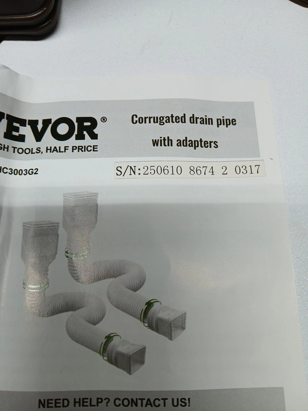 VEVOR Corrugated Drain Pipe With Adapters HC3003G2 Drainage Easy Install