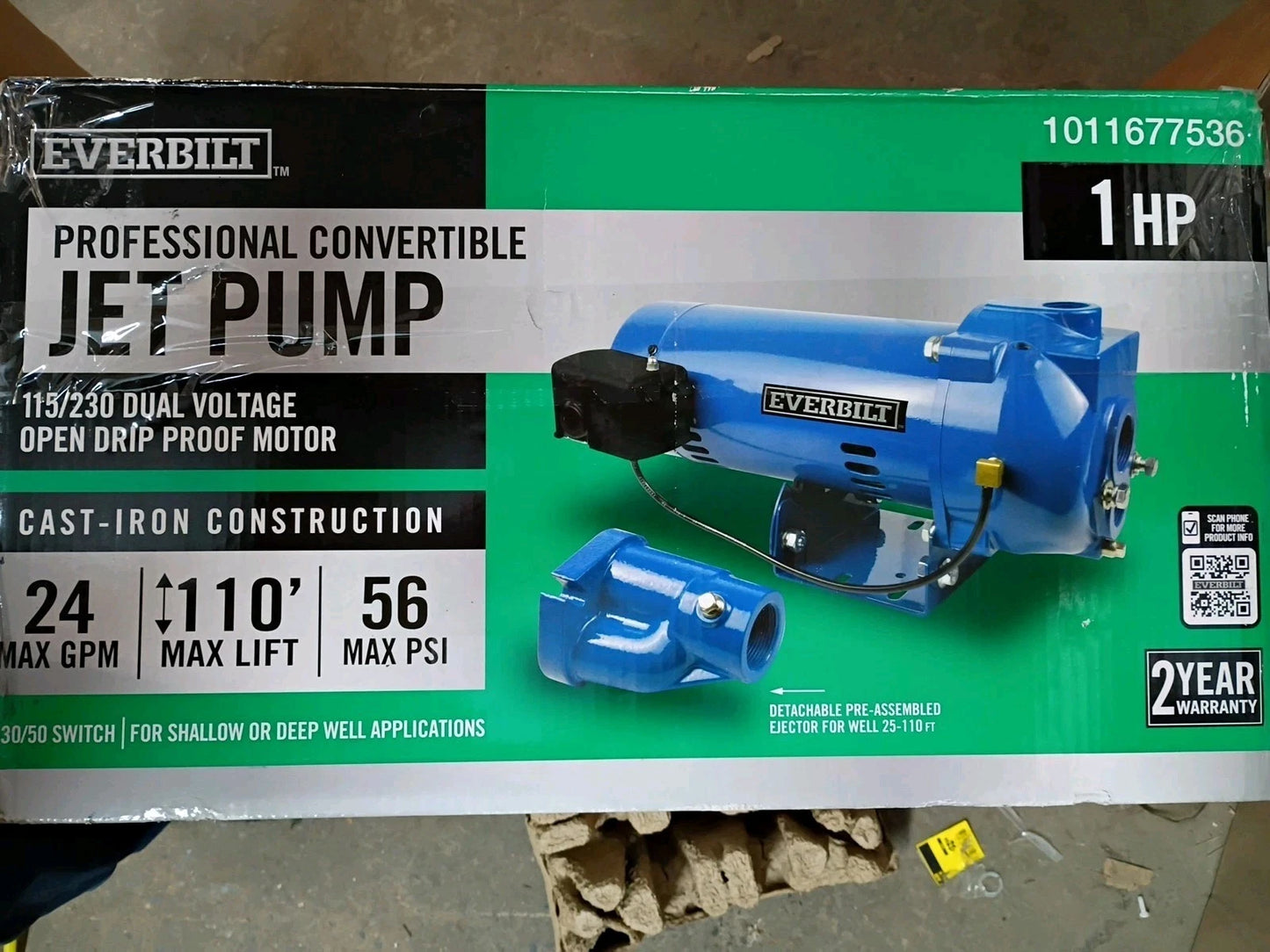 Everbilt 1 HP Professional Convertible Jet Pump *for Parts*