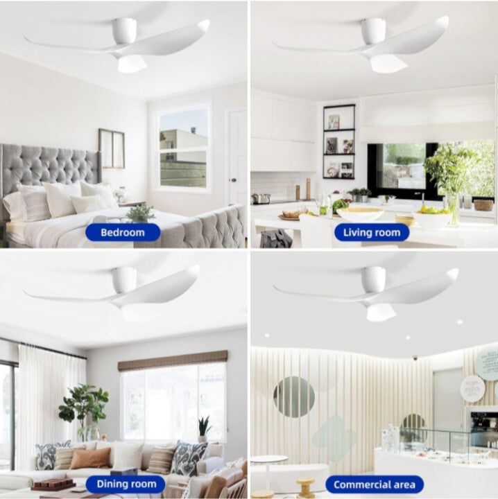 60-Inch Ceiling Fan Without Light, Modern Low-Profile Flush Mount Fan with...