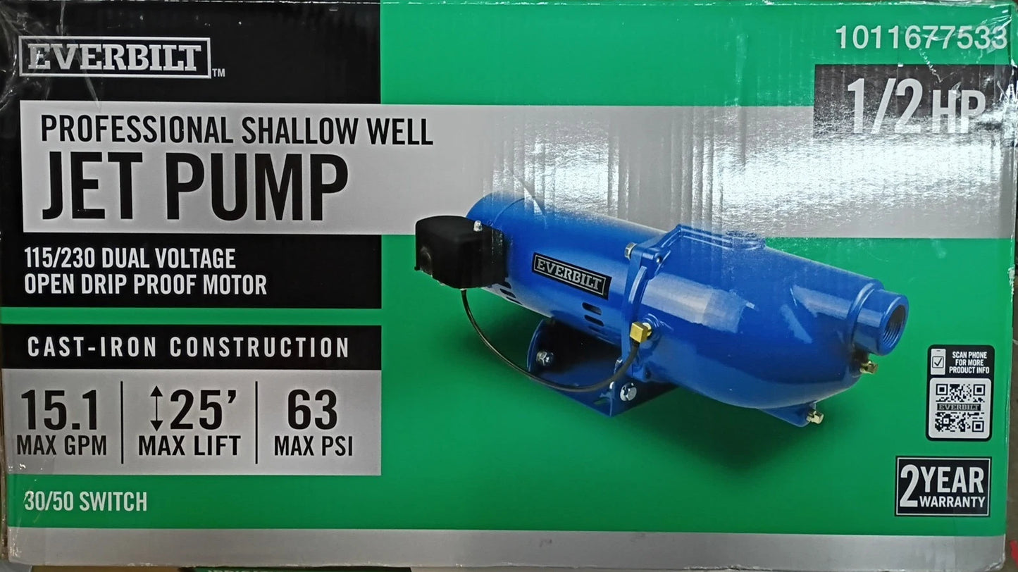 Everbilt Shallow Well Jet Pump Cast Iron 1/2HP HDSWJ5 PARTS ONLY