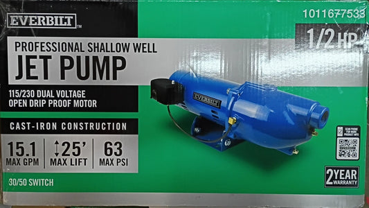 Everbilt Shallow Well Jet Pump Cast Iron 1/2HP HDSWJ5 PARTS ONLY