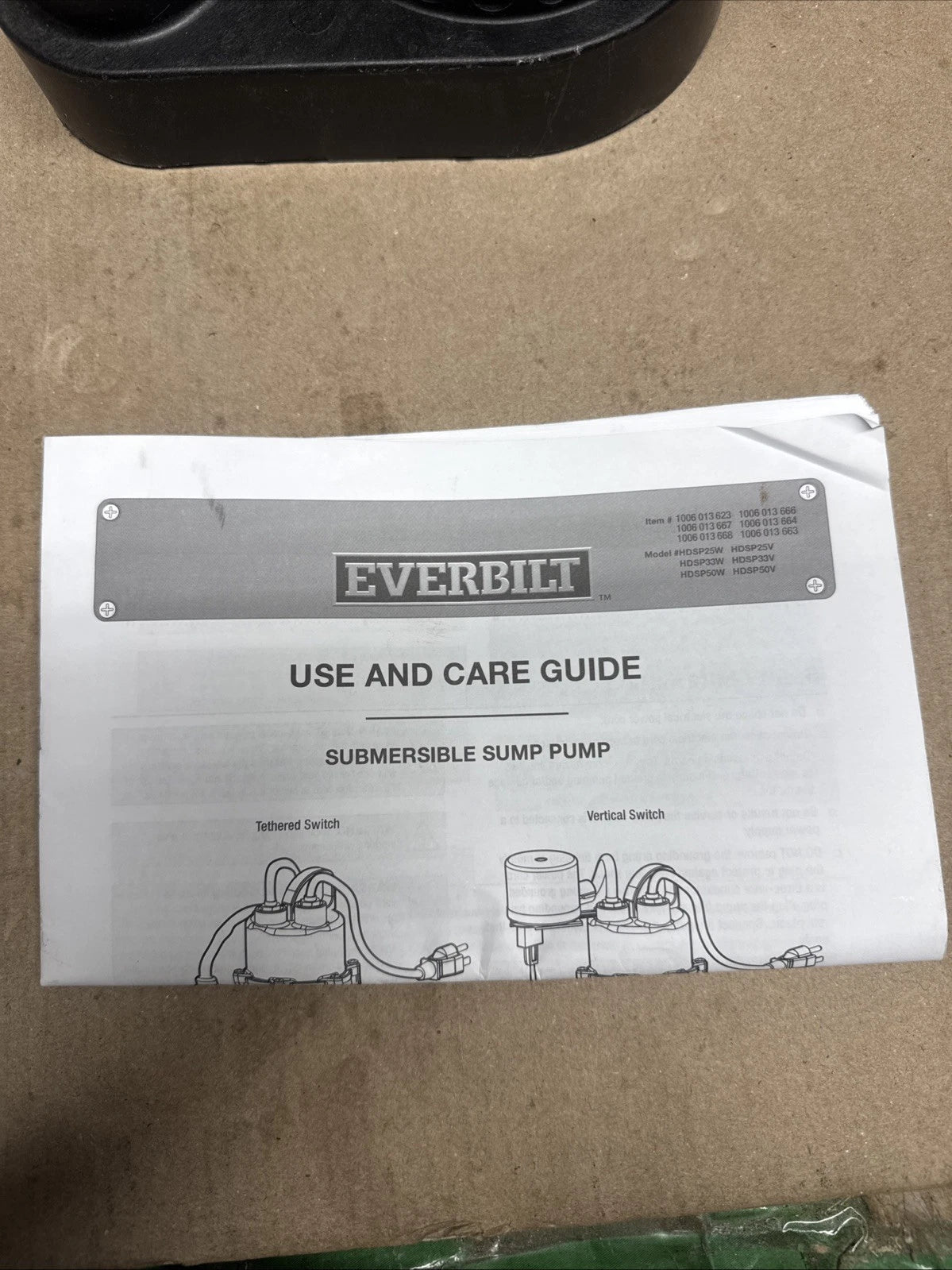 Everbilt HDSP25V 1/4 HP Aluminum Submersible Sump Pump Vertical Switch Open Box