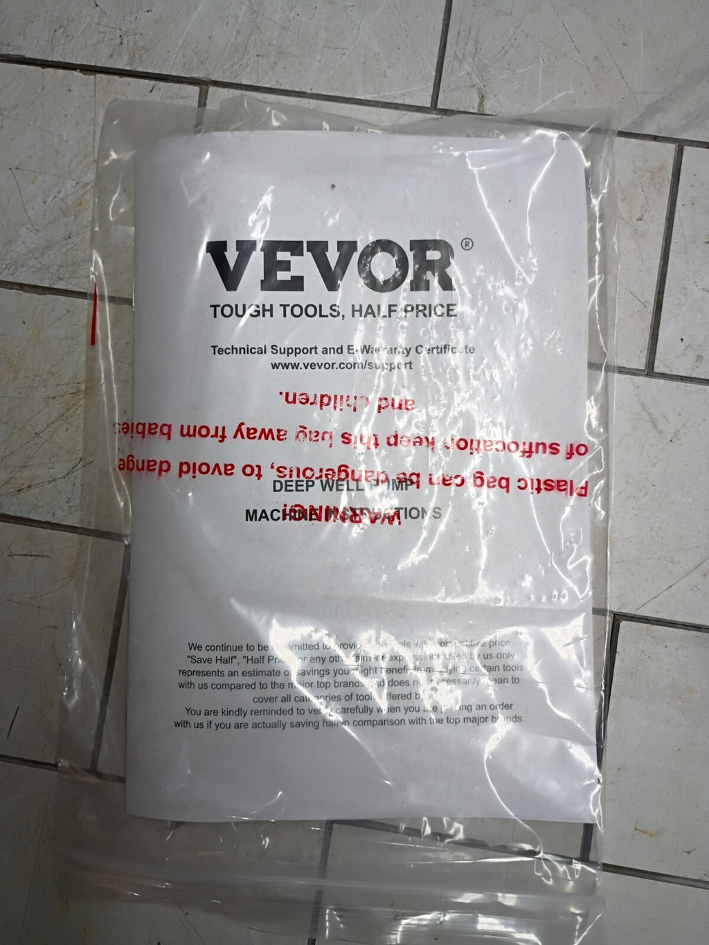 vevor submersible pump type 4ssm5/6 230v 1 Hp. Open Box