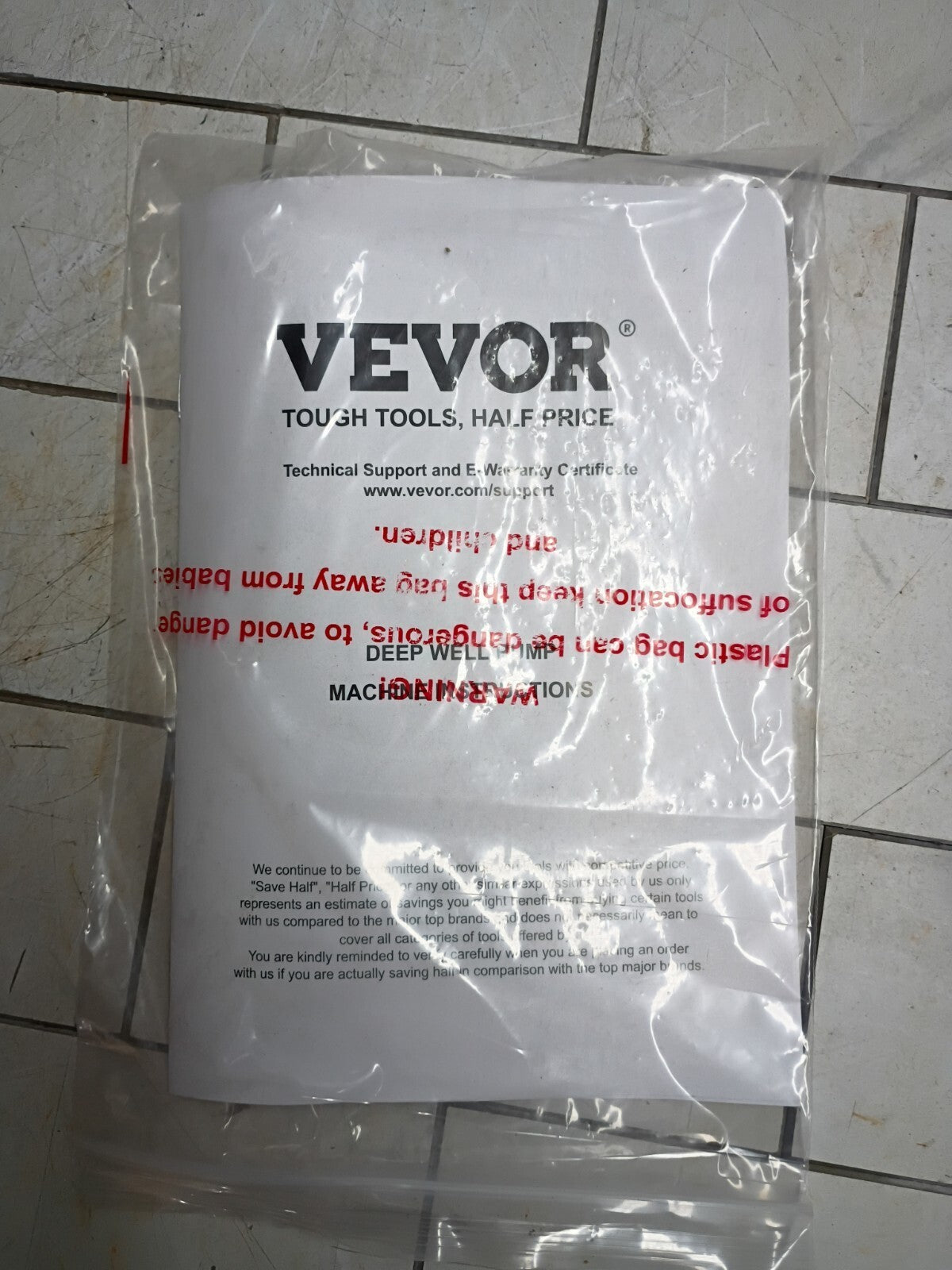 vevor submersible pump type 4ssm5/6 230v 1 Hp. Open Box