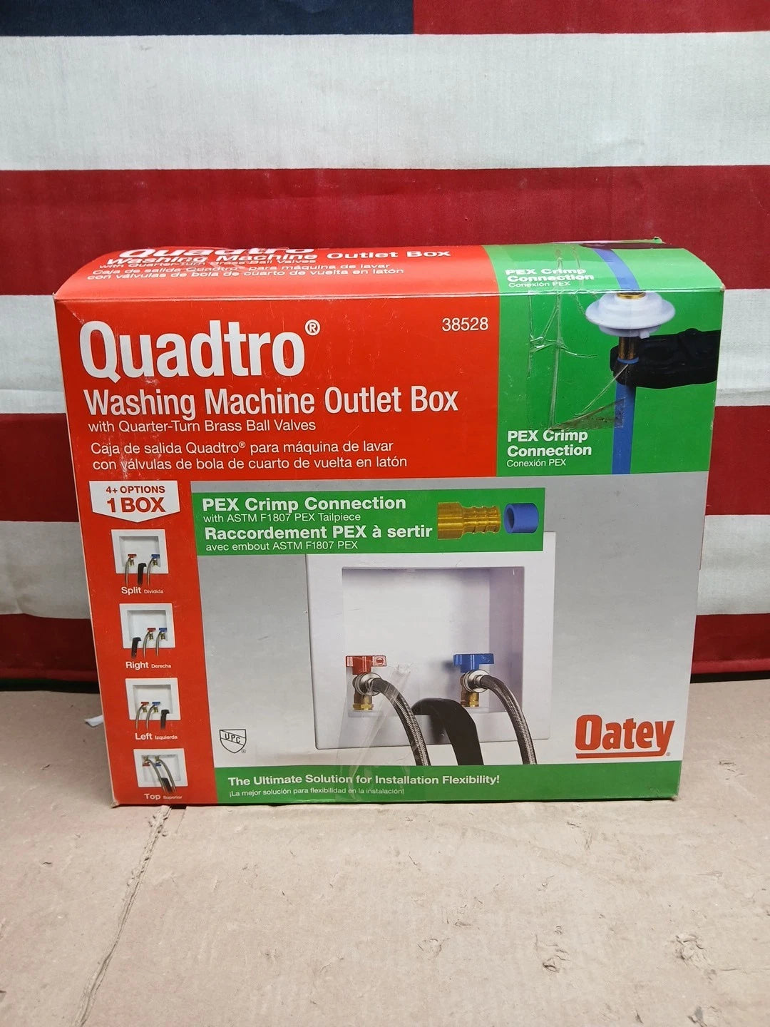 Washing Machine Outlet Box (Oatey 38528) PEX Crimp Connection 4 Options 1 Box