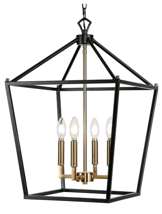 JONATHAN Y 16" Oil Rubbed Bronze/Brass Gold Lantern Pendant Light  JYL7437D OB