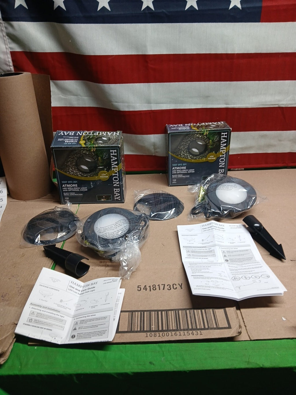 Lot Of 2 Hampton Bay 150 Lumens Black LED Round Outdoor InGround Well/Deck Light