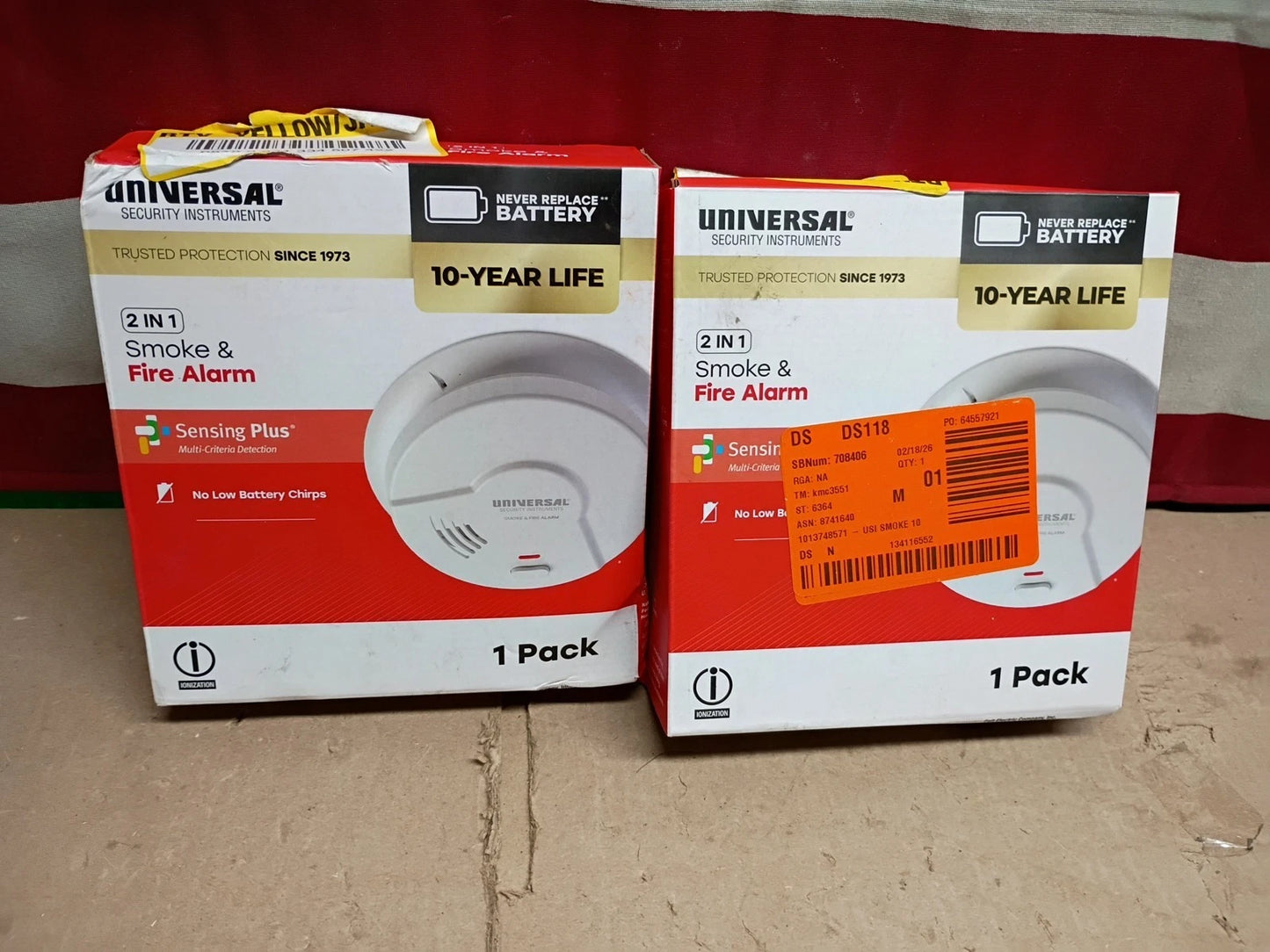 2PK Universal USI/SM/10YR Security Instruments 2 In 1 Smoke&Fire Alarm,Open Box,