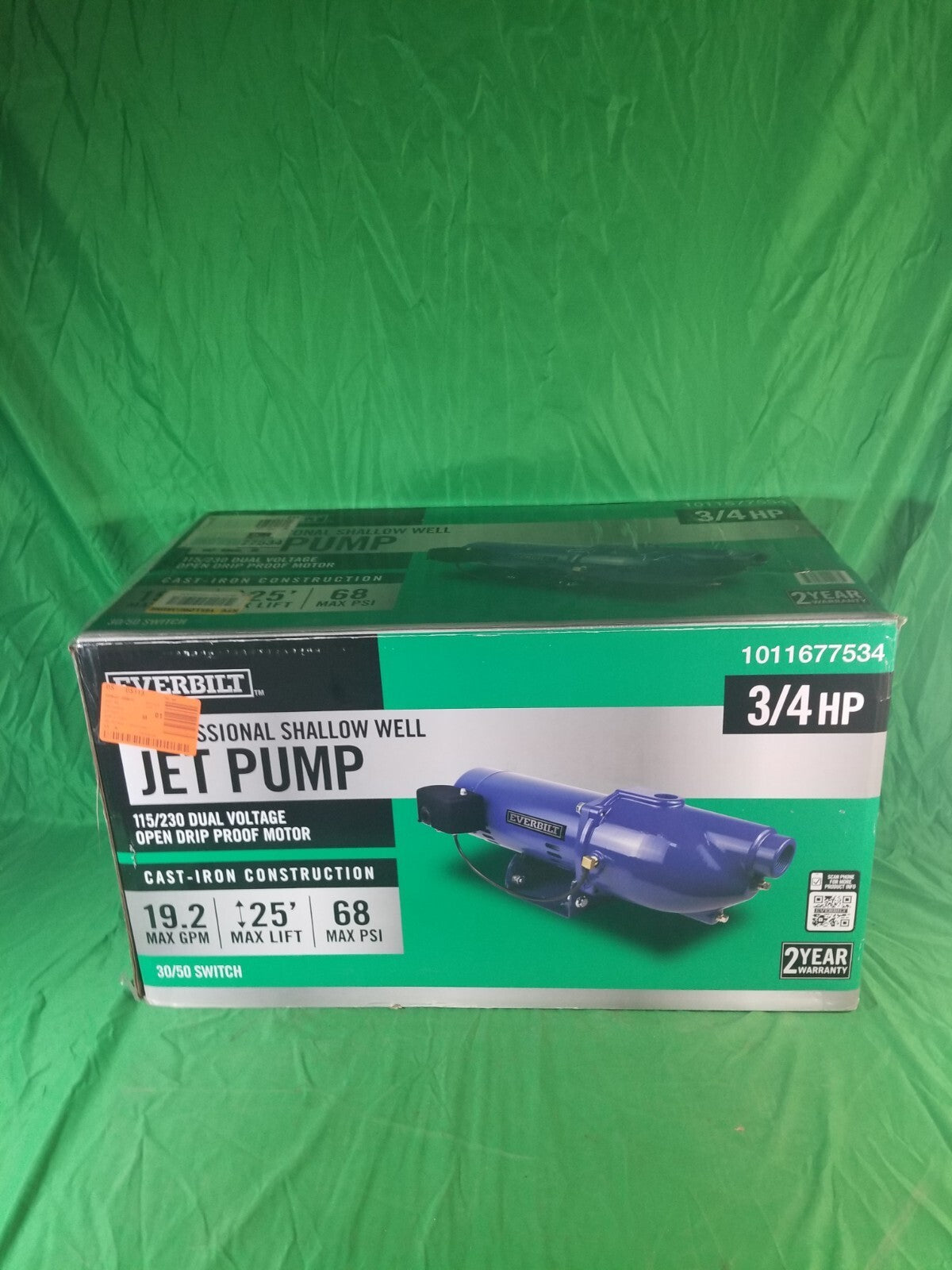 Everbilt 3/4 HP Cast Iron Shallow Well Jet Pump HDSWJ7 as is, *For Parts***