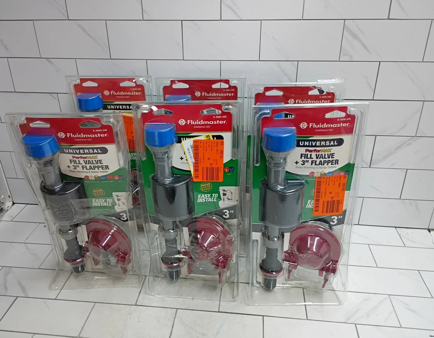 LOT OF 6 Fluidmaster PerforMAX Fill Valve and 3-Inch Flapper Toilet Repair