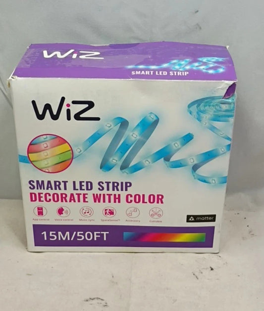 WiZ 50 Ft RGB LED Smart Light Strip - One Color At A Time - Extra Long Color-...