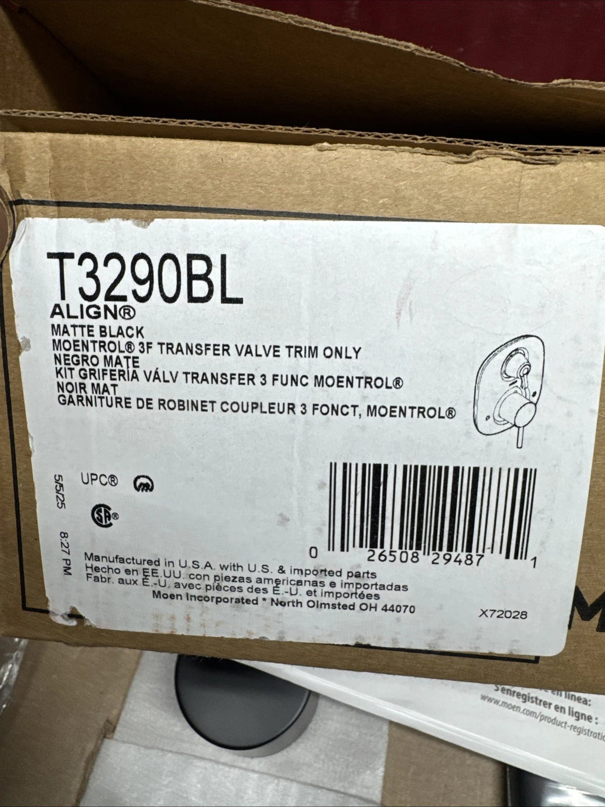 Moen T3290BL Align 3 Function Pressure Balanced Valve Trim Only - Black