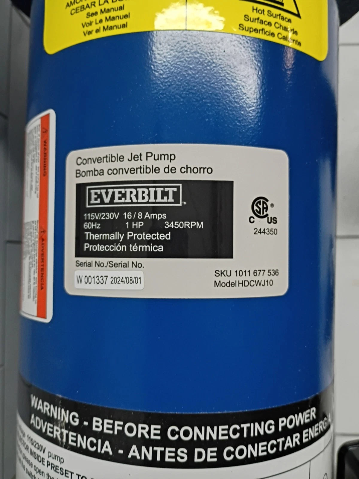 Everbilt 1 HP Professional Convertible Jet Pump. Read Description*PARTS ONLY*