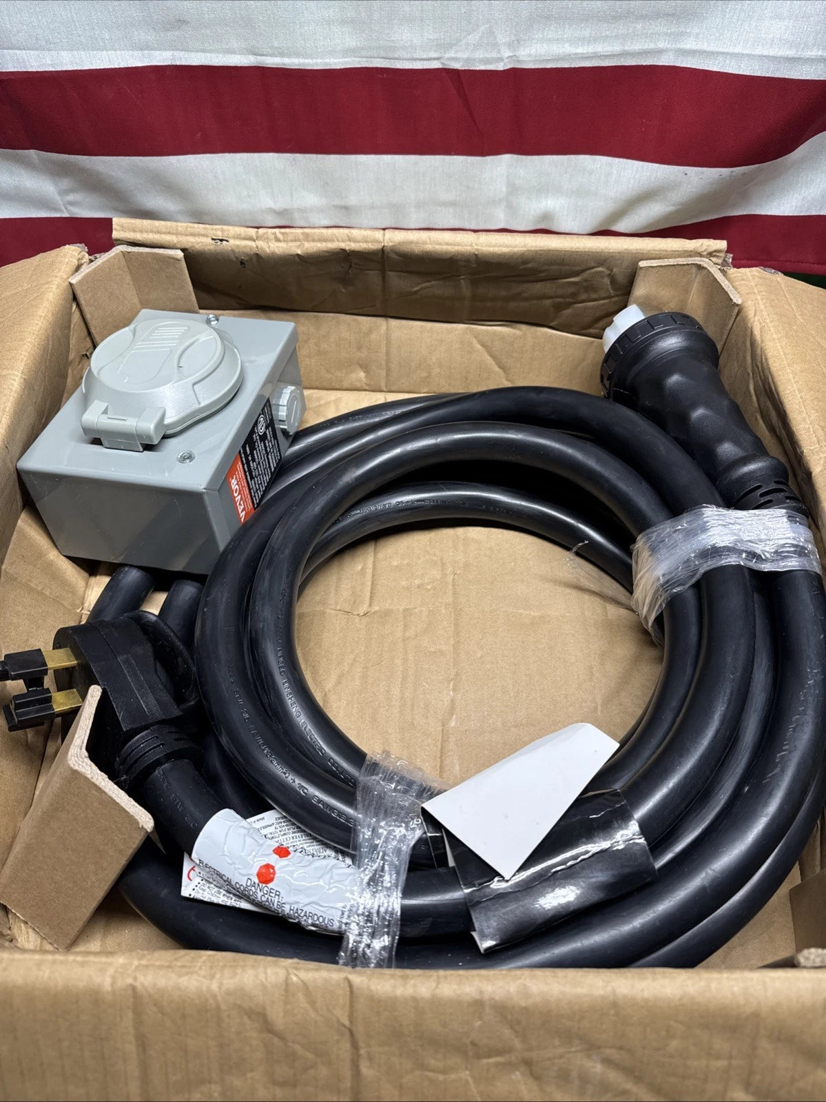 VEVOR 50 Amp Generator Cord and Power Inlet Box Kit, 25FT Generator Extension