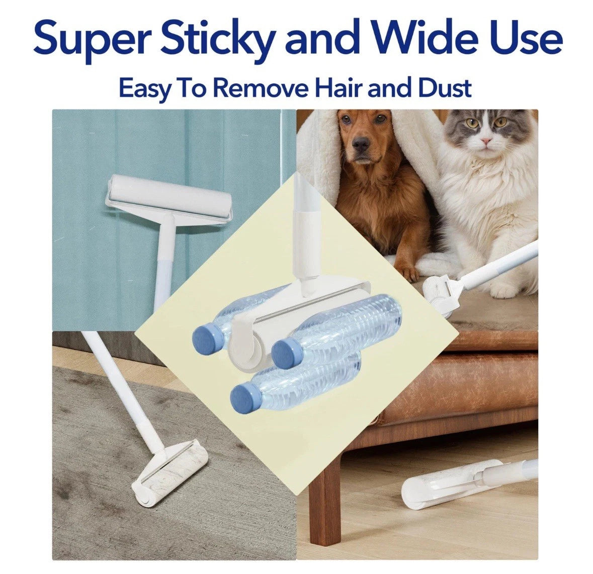 Large Lint Rollers for Carpet, 9.45'' Sticky Rollers for Floor with 360 Sheet...