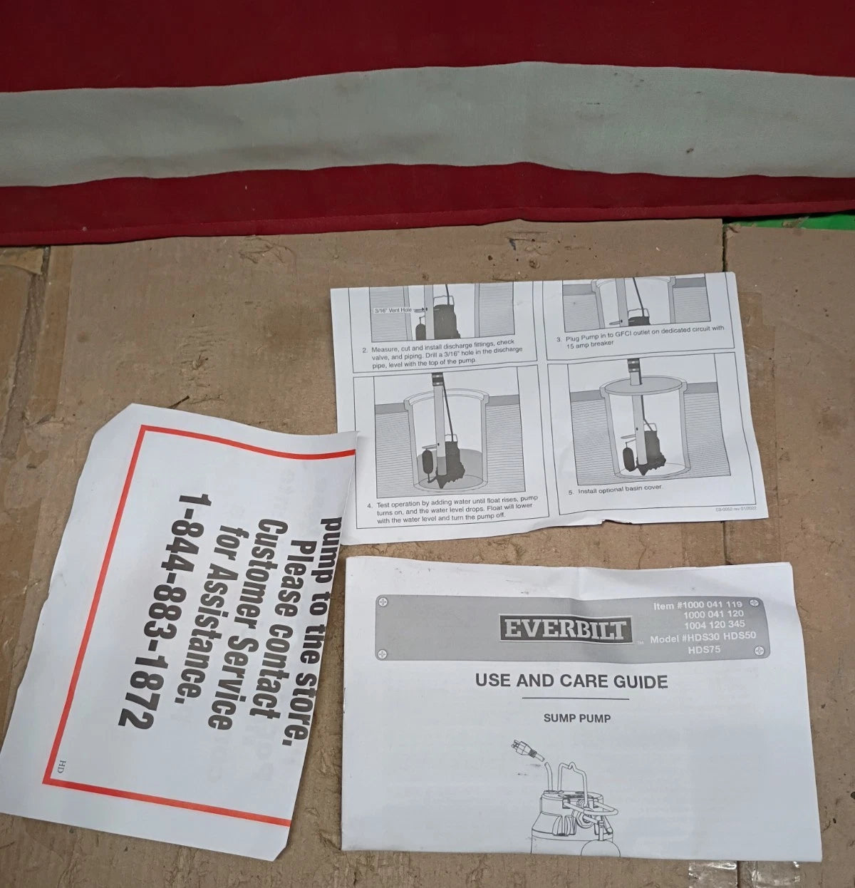 Everbilt 1/3 HP Cast Iron Submersible Sump Pump HDS30 Open Box