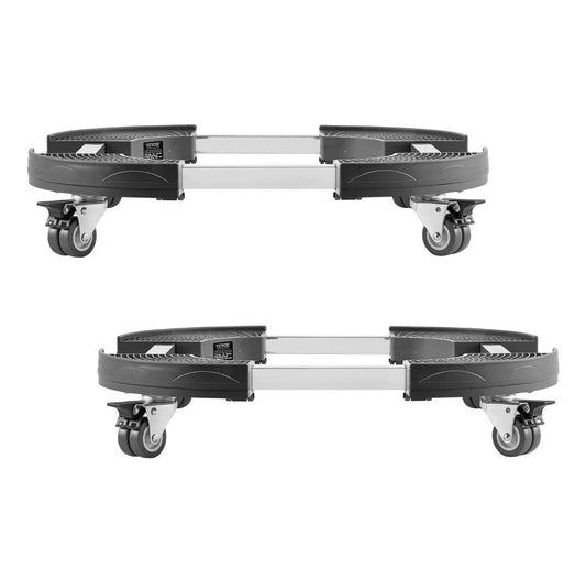 2 Pack Round Trash Can Dolly Adjustable 15-22.8 in Plastic Bin Cart 400 lb Cap