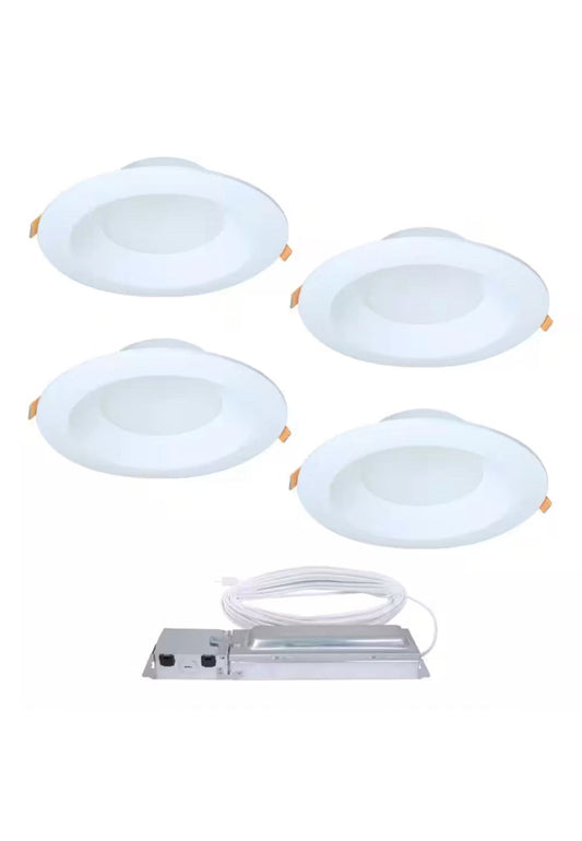 4-Pack HALO QuickLink Low Voltage,6 in. Selectable CCT 2700-5000K, 600 L,Canless