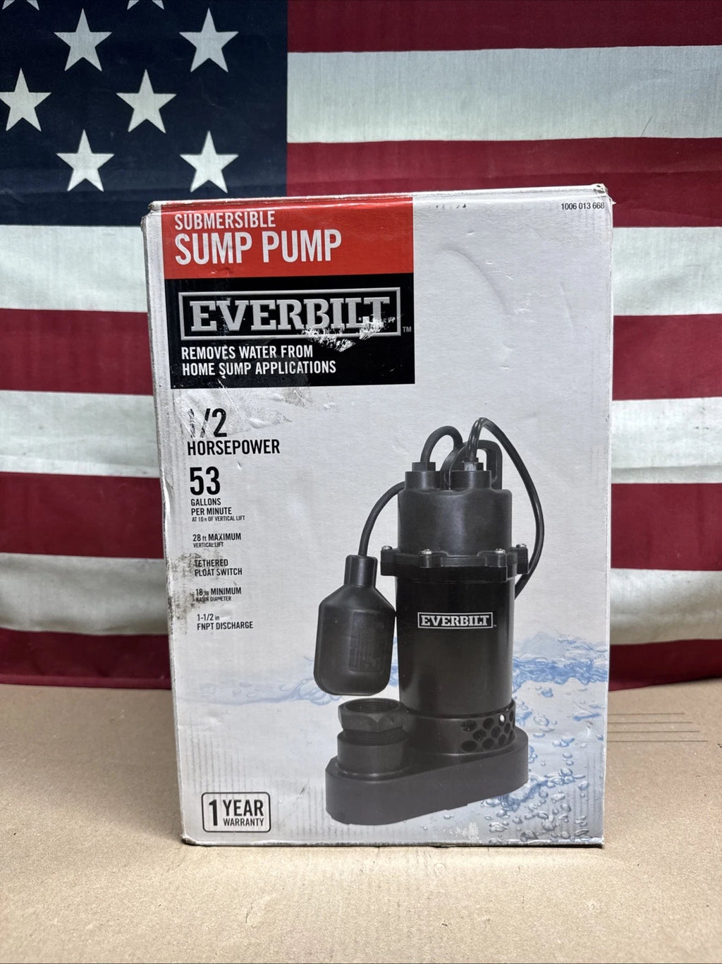 Everbilt HDSP50W 1/2 HP Submersible Aluminum Sump Pump with Tethered Switch OB