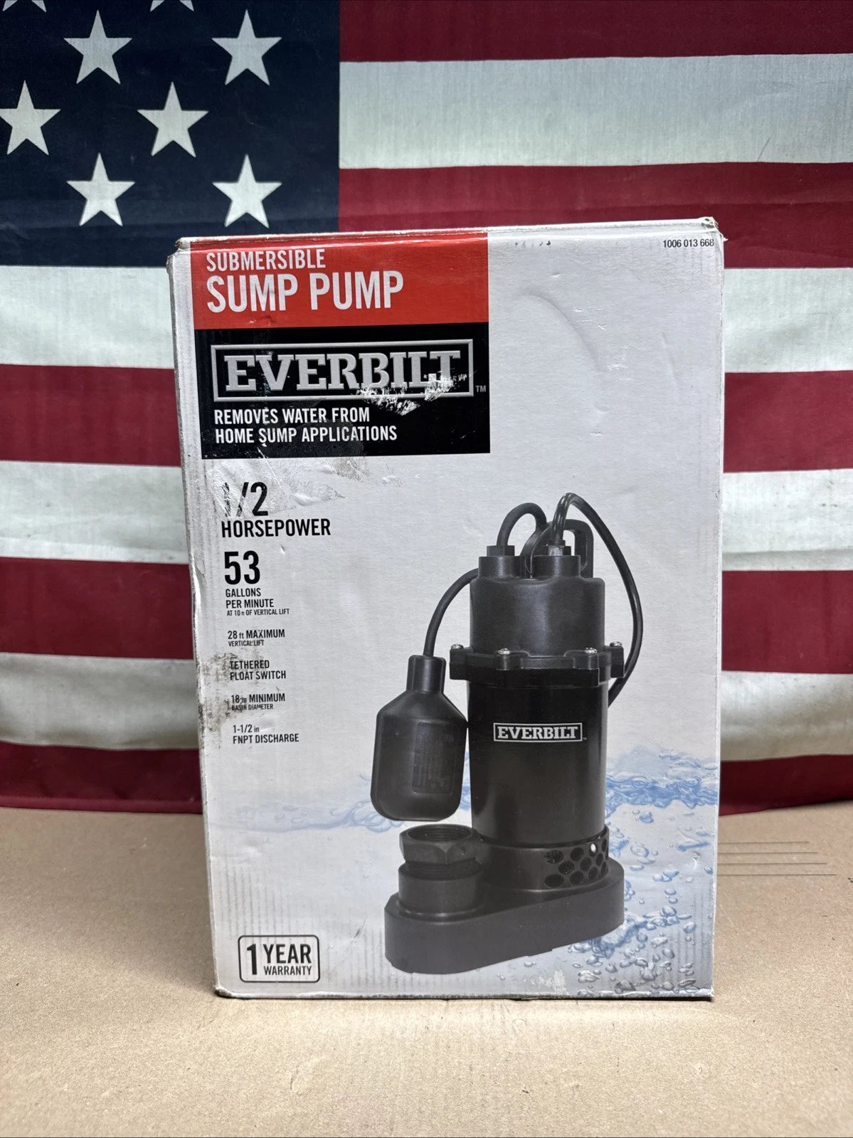 Everbilt HDSP50W 1/2 HP Submersible Aluminum Sump Pump with Tethered Switch OB