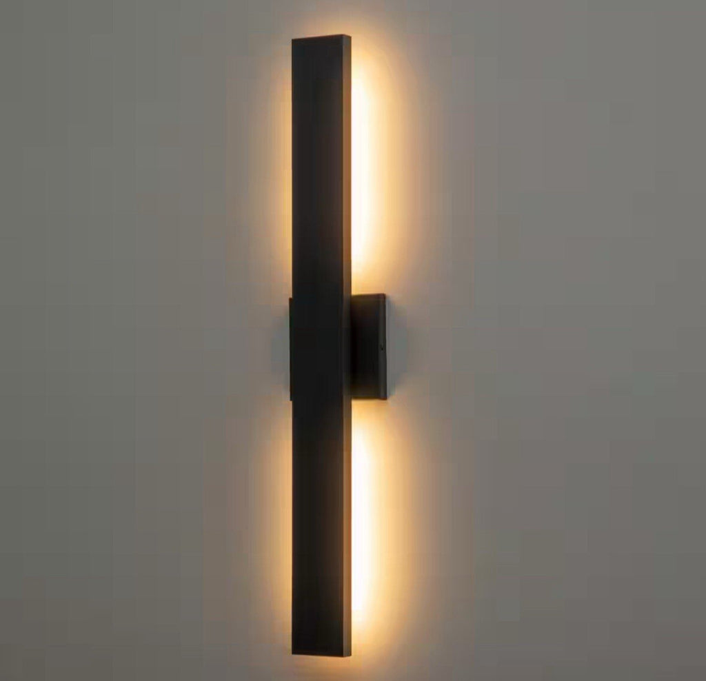 32 in. H 2-Light Matte Black Aluminum Hardwired LED Outdoor Wall Lantern Sconce