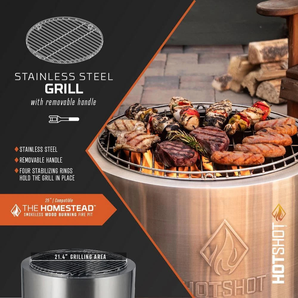 Stainless Steel Grill Grate for HotShot Homestead Low Smoke 25 in. Fire Pit