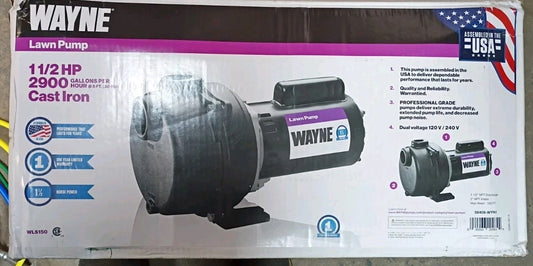 Wayne WLS150 1-1/2 HP Cast Iron Quick-Prime Lawn-Sprinkler Pump NEW Open Box