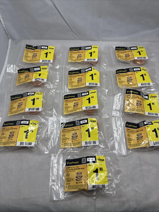 LOT OF 13 NEW IN BAGS VIEGA PROPRESS Cap Copper, Press Fit, 1", 77300