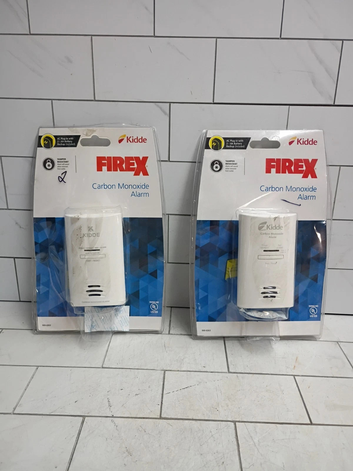 2pk Kidde Firex Plug-In Carbon Monoxide Detector, AA Battery Backup, Open Box