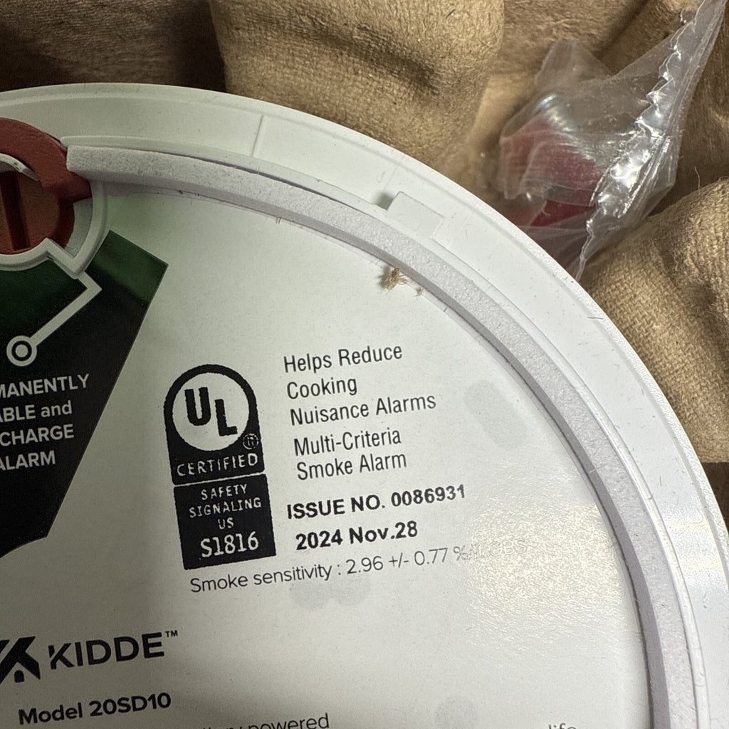 Kidde Smoke Detector 10 Year Battery Powered LED Warning Light Indicators 20SD10