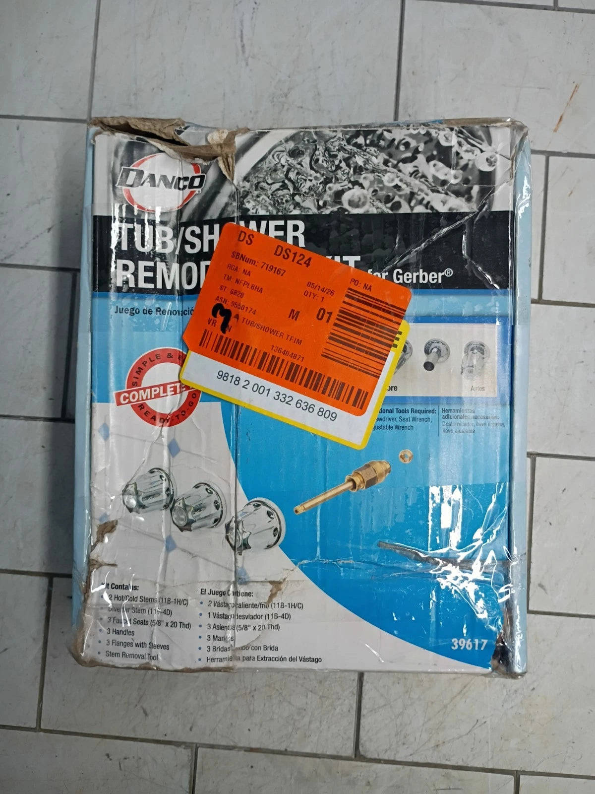 Gerber Tub/Shower 3-Handle Remodeling Kit in Chrome OPEN BOX