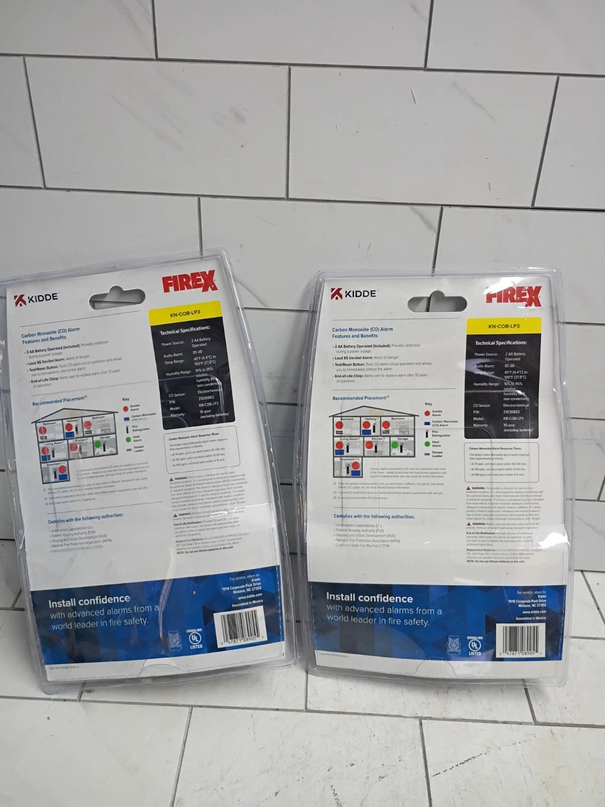 2pk Kidde Firex Carbon Monoxide Detector, Battery Operated, CO Detector, New