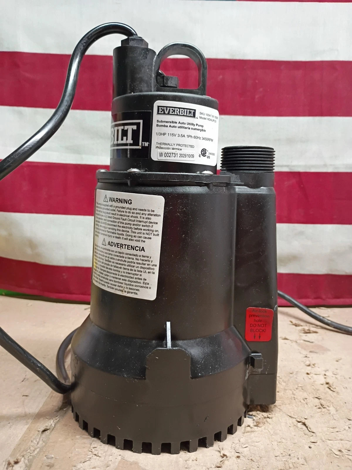 Everbilt 1/3 HP Automatic Utility Pump HDAUP33- Automatic On/Off - Used Read