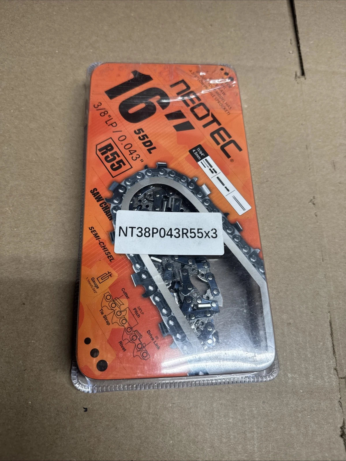 3pk Neo-Tec 16" Chainsaw, 3/8" LP .043 55DL Fit, MS170 MS171 R55 61PMM3