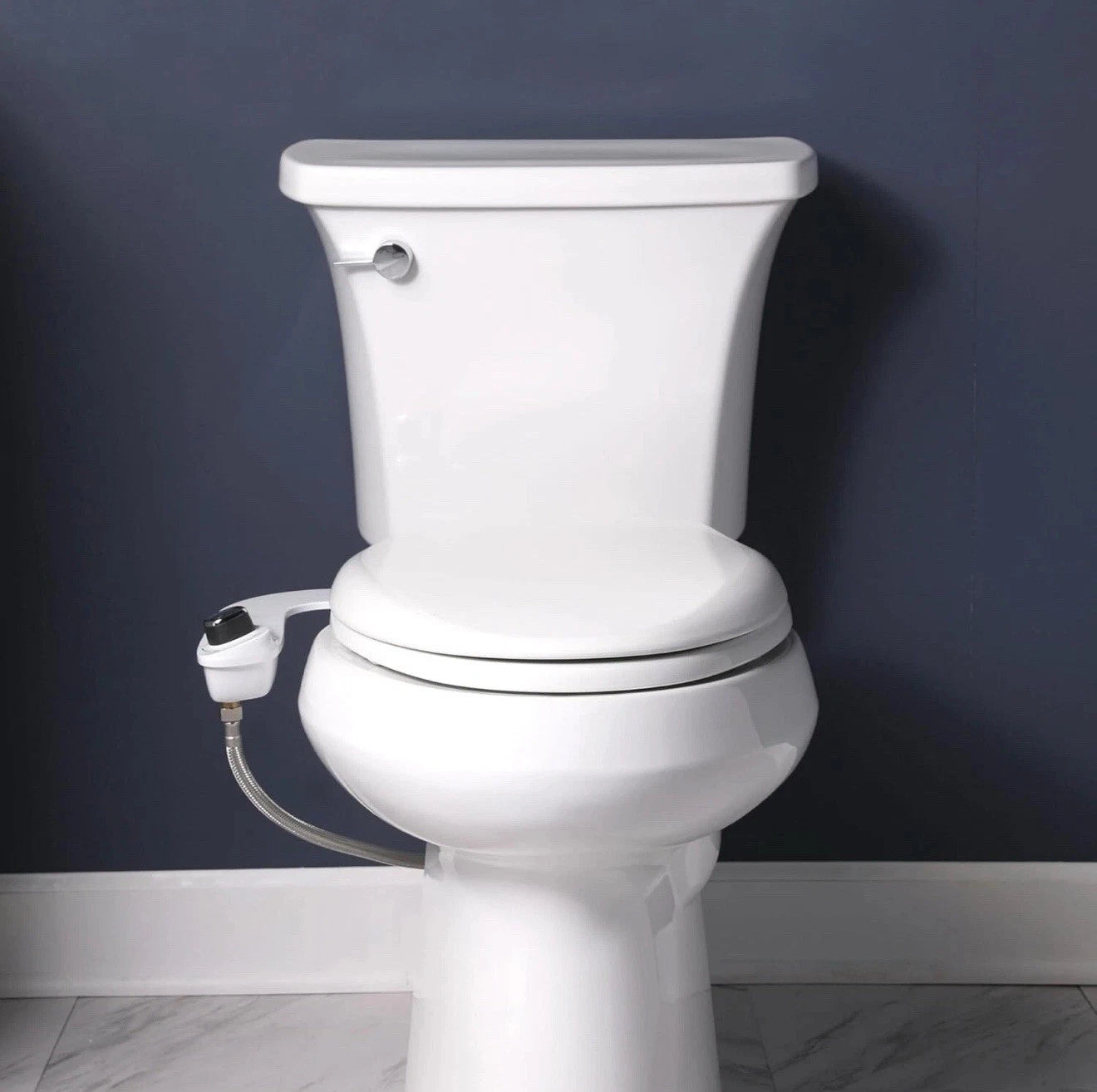 BioBidet SlimEdge Bidet Attachment for Toilet, Non Electric Self Cleaning White