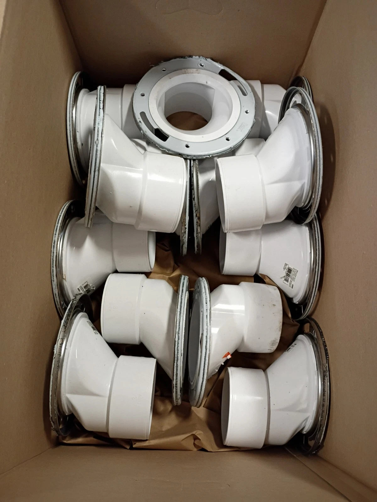 Lot Of 13 Oatey 43605 3" PVC Open Offset Toilet Flange with Stainless Steel Ring