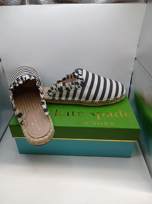 KATE SPADE WOMENS BLUE STRIPED CANVAS SLIP ON SHOE Size 9.5