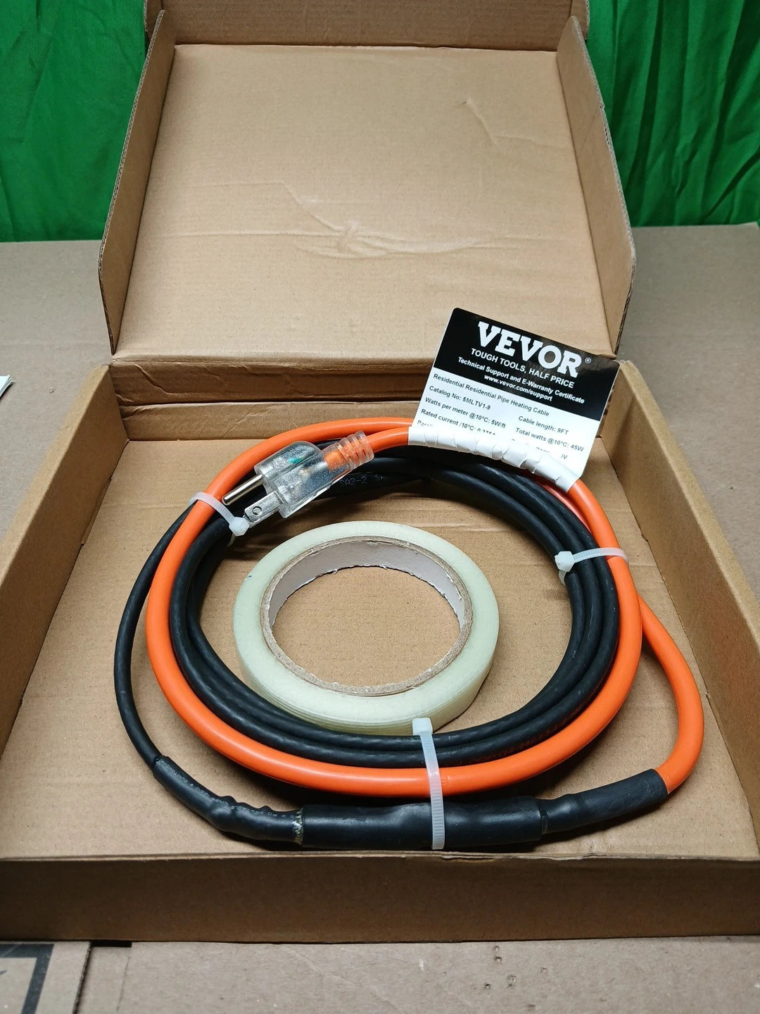 VEVOR Self-Regulating Pipe Heating Cable 9FT 5W/FT Heat Tape with Thermostat