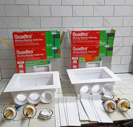 2 Pack Oatey Quadtro 38528 Washing Machine Outlet Box 1/4" Turn x 2" Hub OB.
