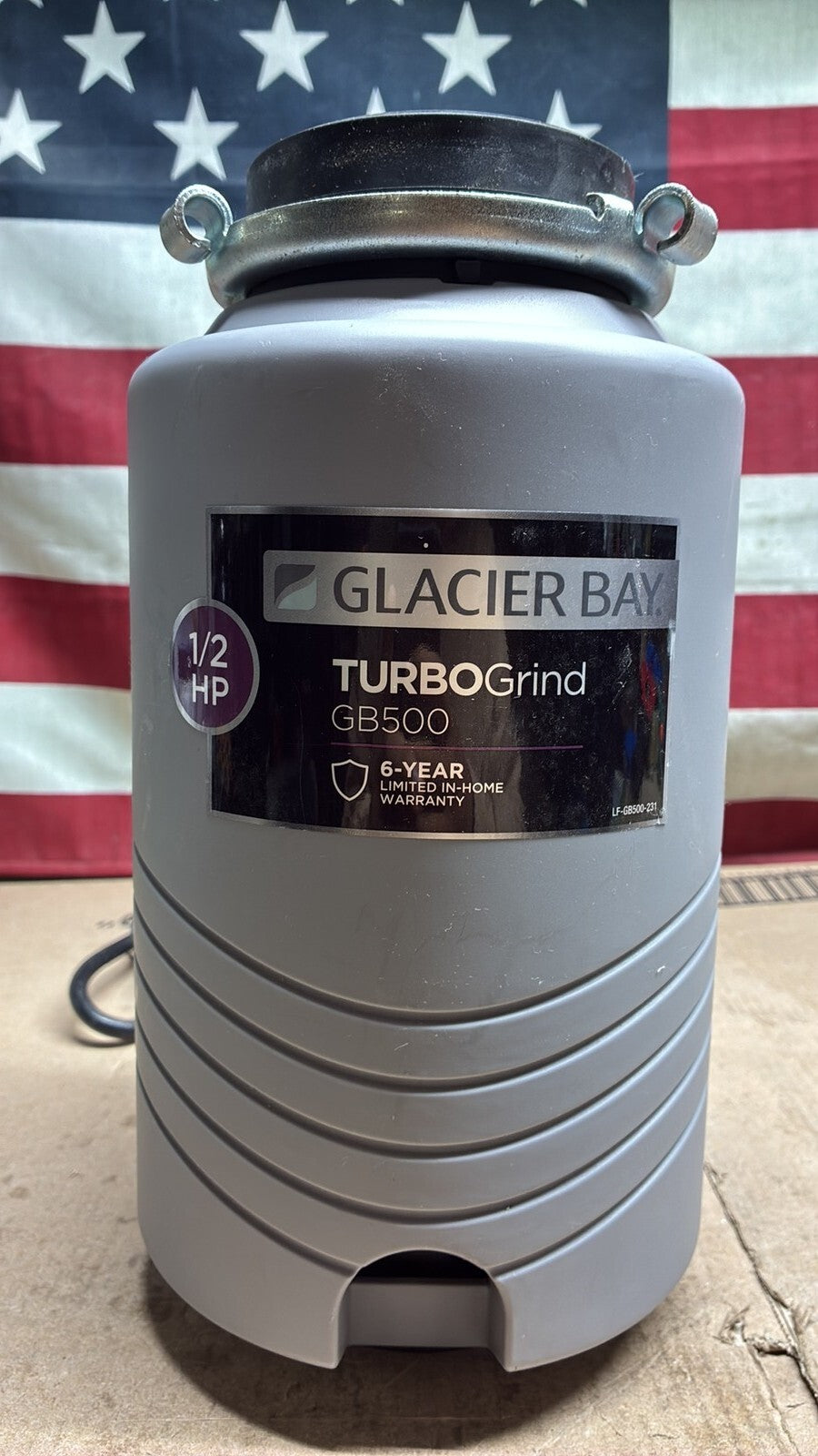 Glacier Bay TurboGrind 1/2 Hp Garbage Disposal with Power Cord OB. *DESCRIPTION*