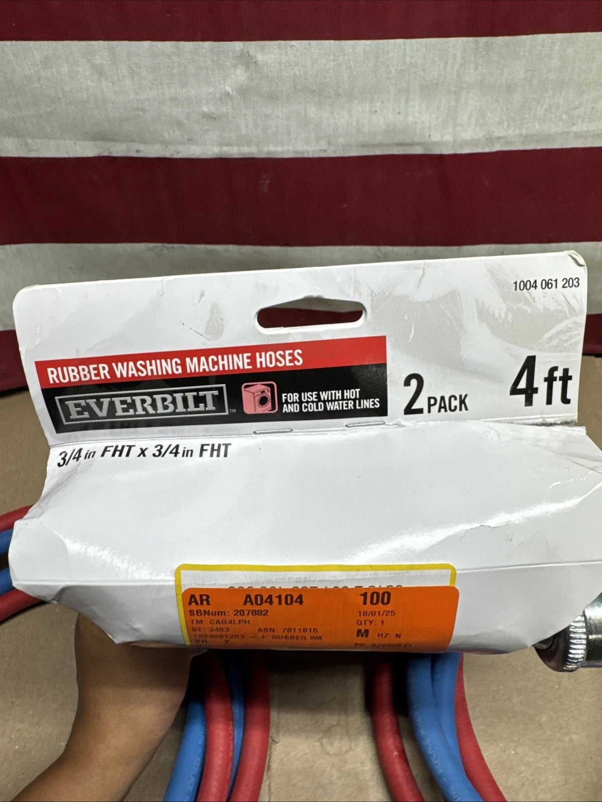 3PK Everbilt 1004 061 203 Rubber Washing Machine Hoses 4ft 3/4" FHT x 3/4" FHT,