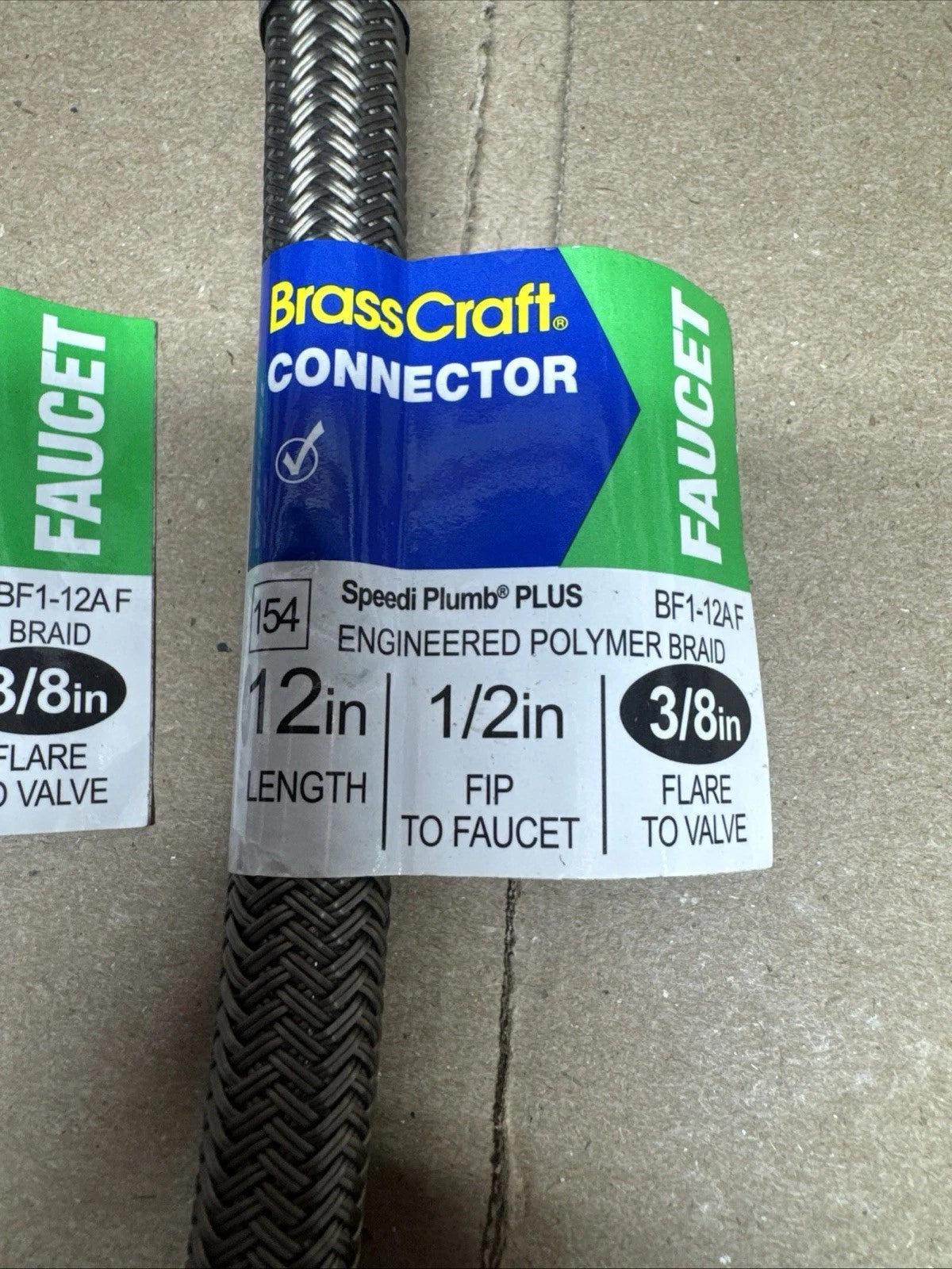 Lot Of 6 BrassCraft Braided Polymer Faucet Connector 3/8" Flare x 1/2" FIP x 12