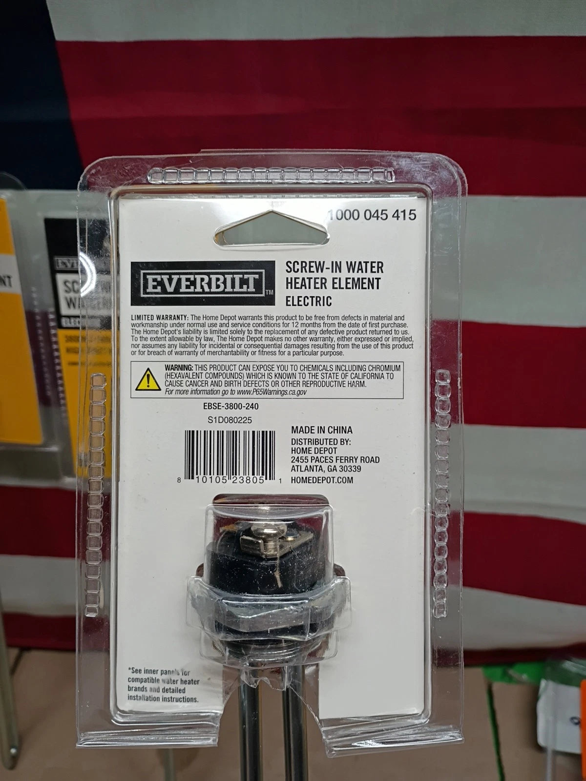 3 Pk Everbilt HWD Water Heater Element 3800W 240V EBSE-3800-240 New In OB