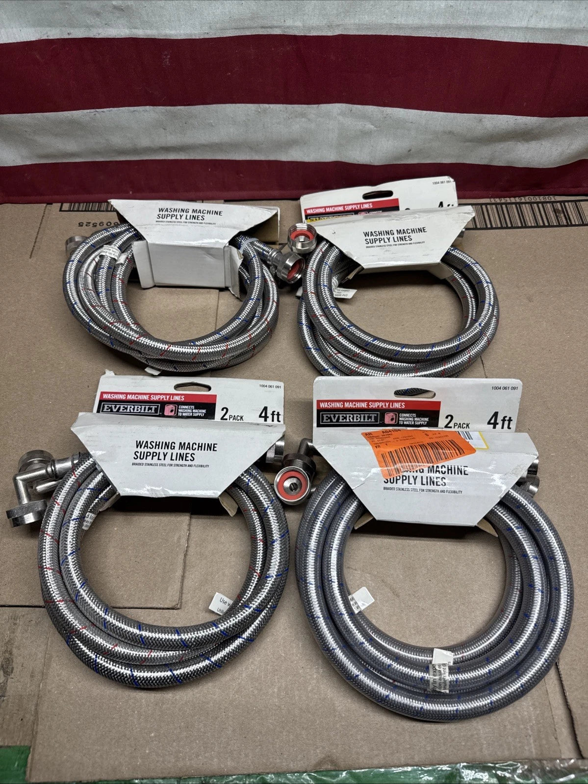 4pairs Universal Washing Machine Hoses 90 Deg Elbow Stainless Steel