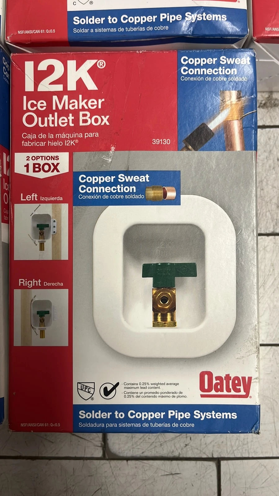 QTY of 6 Oatey 39130 Polystyrene Ice Maker Outlet Box 5 W x 6 H in. w Faceplate