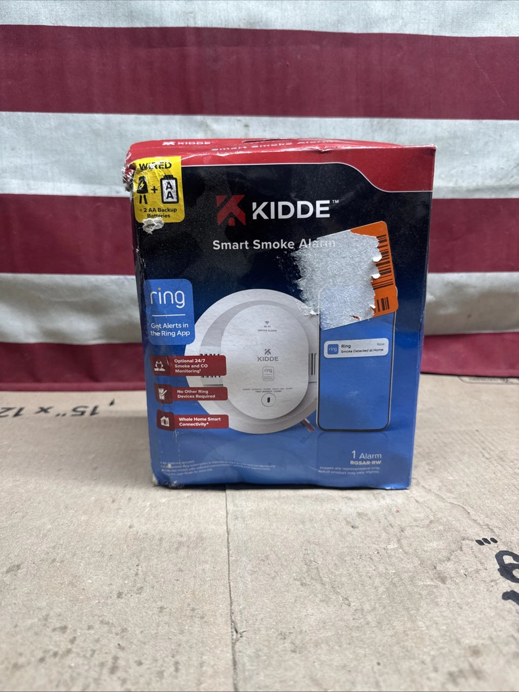 New Kidde Wired Smart Smoke Alarm with Ring Alerts Model RGSAR-RW.