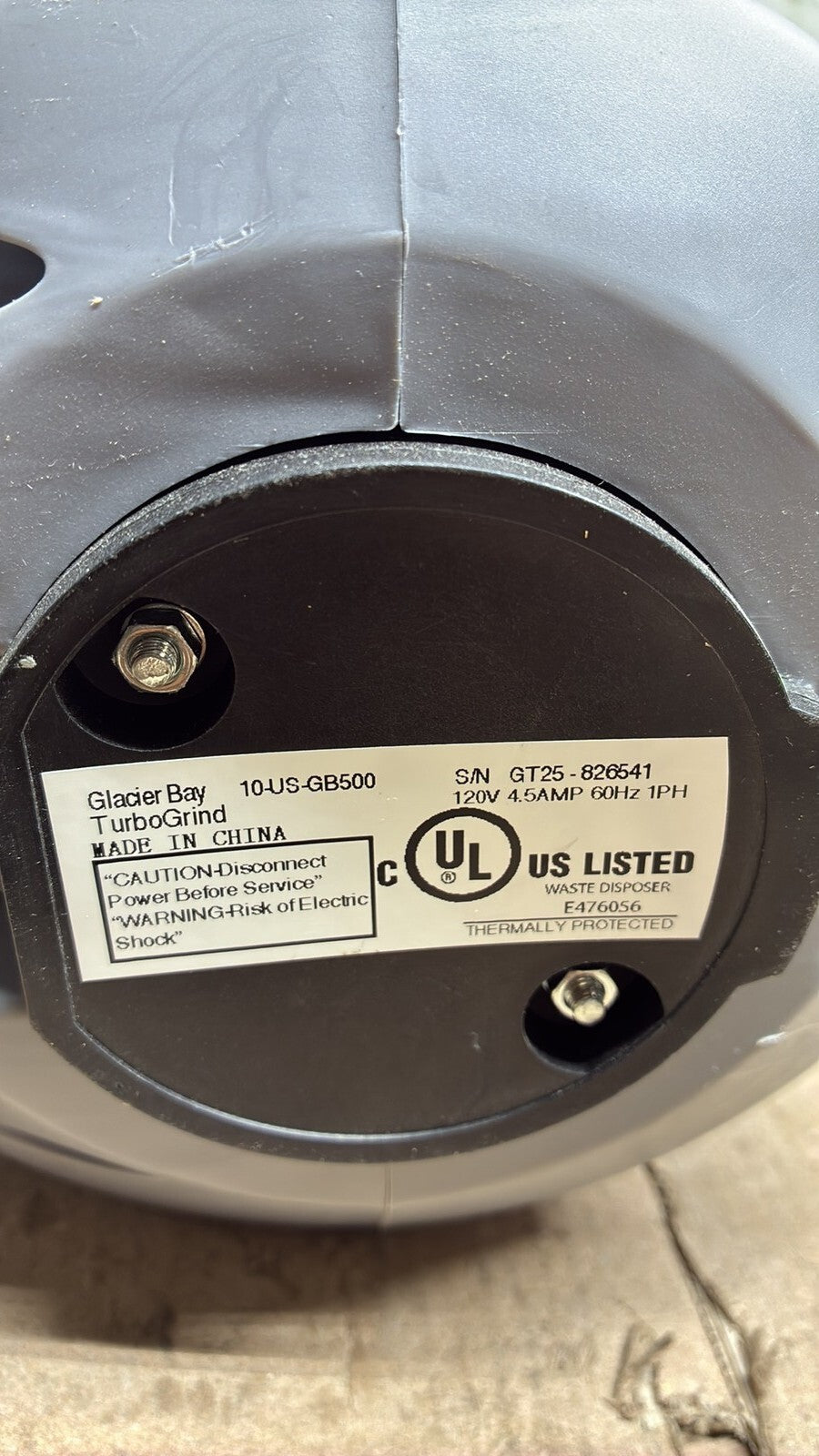 Glacier Bay TurboGrind 1/2 Hp Garbage Disposal with Power Cord OB. *DESCRIPTION*