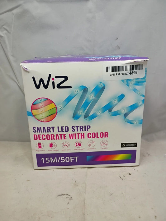 WiZ 50 Ft RGB LED Smart Light Strip - One Color At A Time - Extra Long Color-...