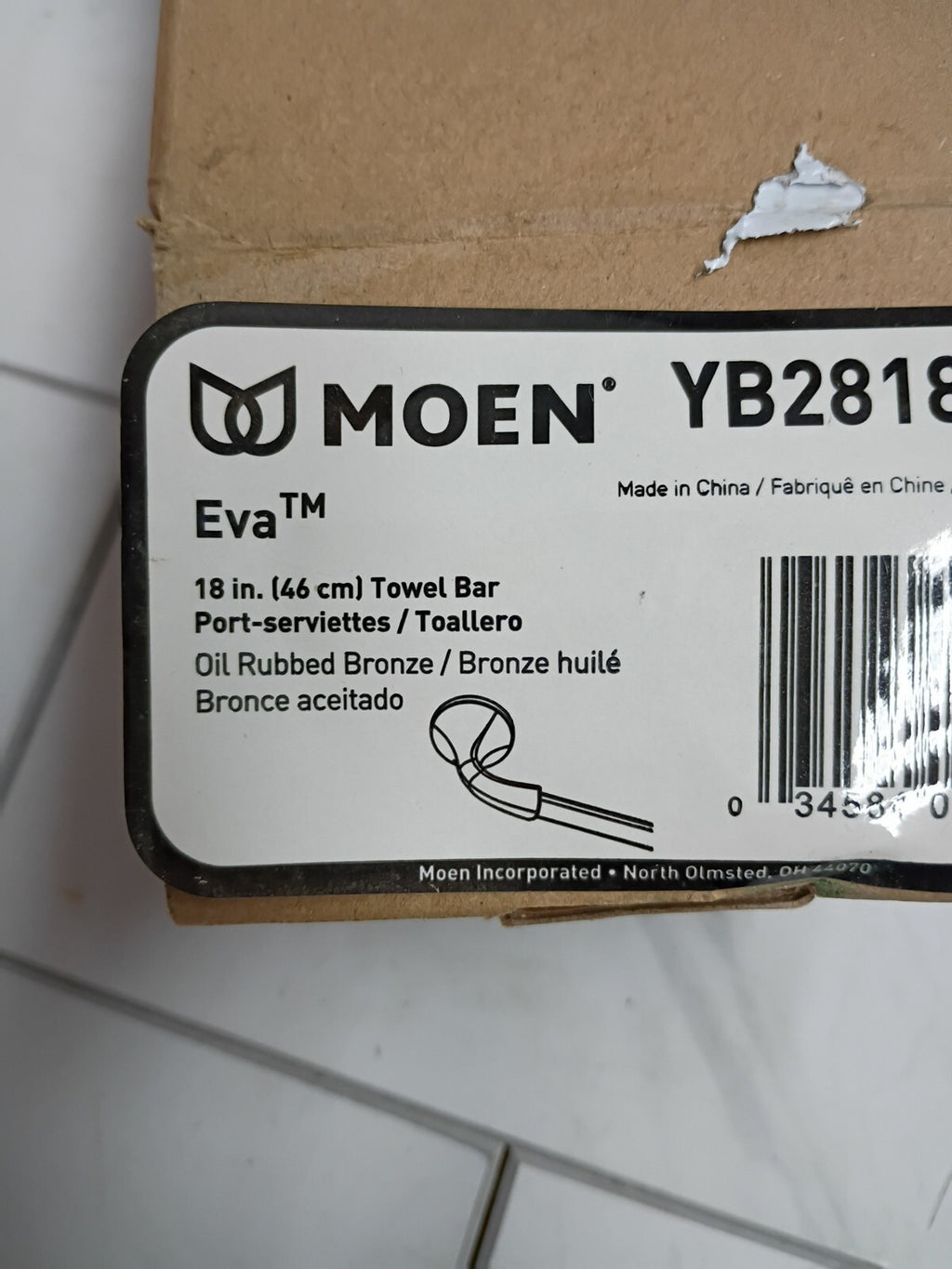 Moen YB2818ORB Eva Collection 18-Inch Single Towel Bar Oil-Rubbed Bronze New OB