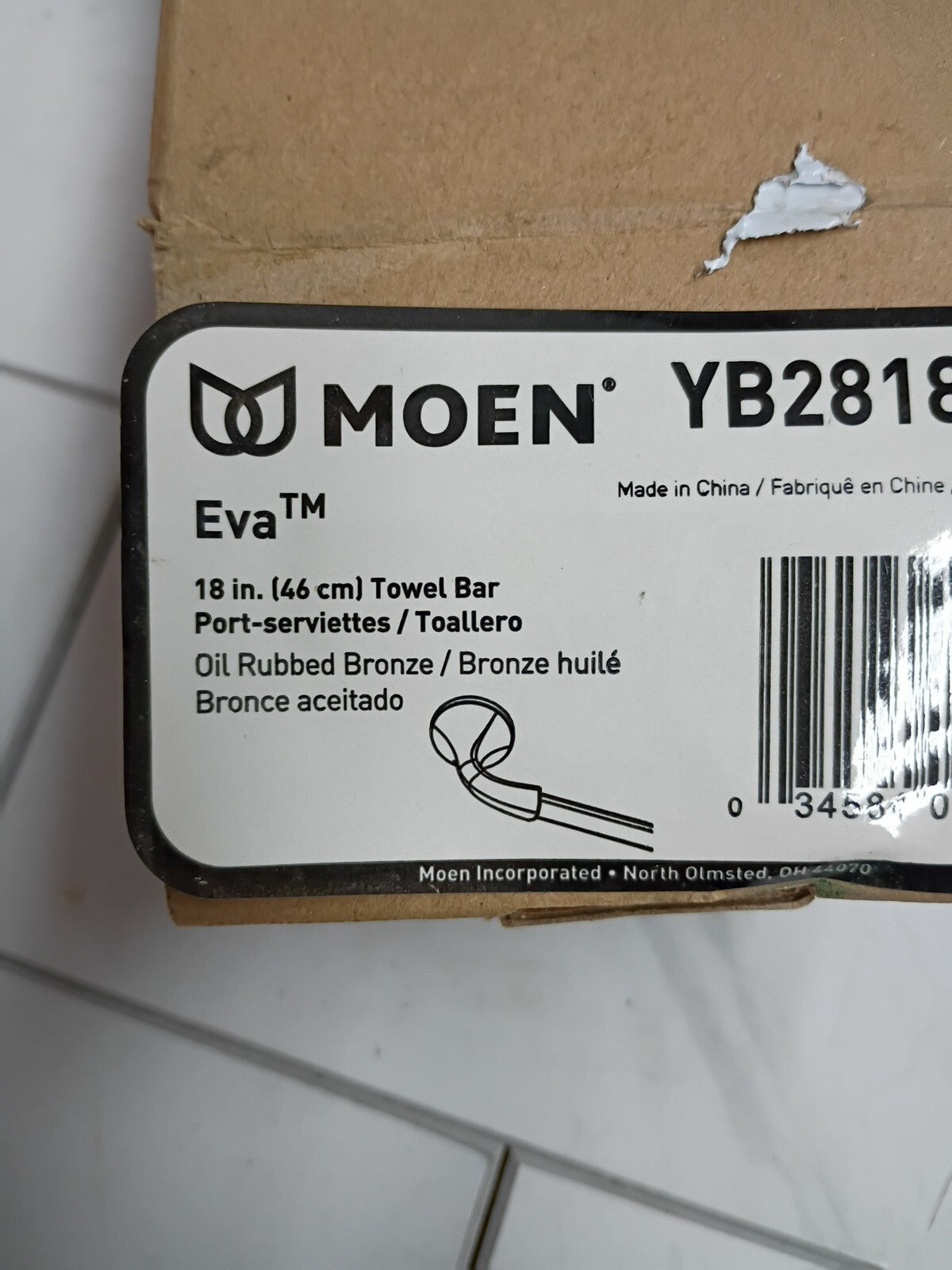 Moen YB2818ORB Eva Collection 18-Inch Single Towel Bar Oil-Rubbed Bronze New OB